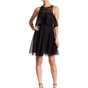 NWT-Betsey Johnson Lace Front Popover Dress- Size 6-Black